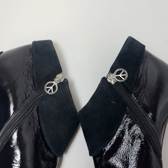 Donald J Pliner Womens 10 Collar Rula Black Patent Suede Leather Heel Boot - Picture 8 of 13